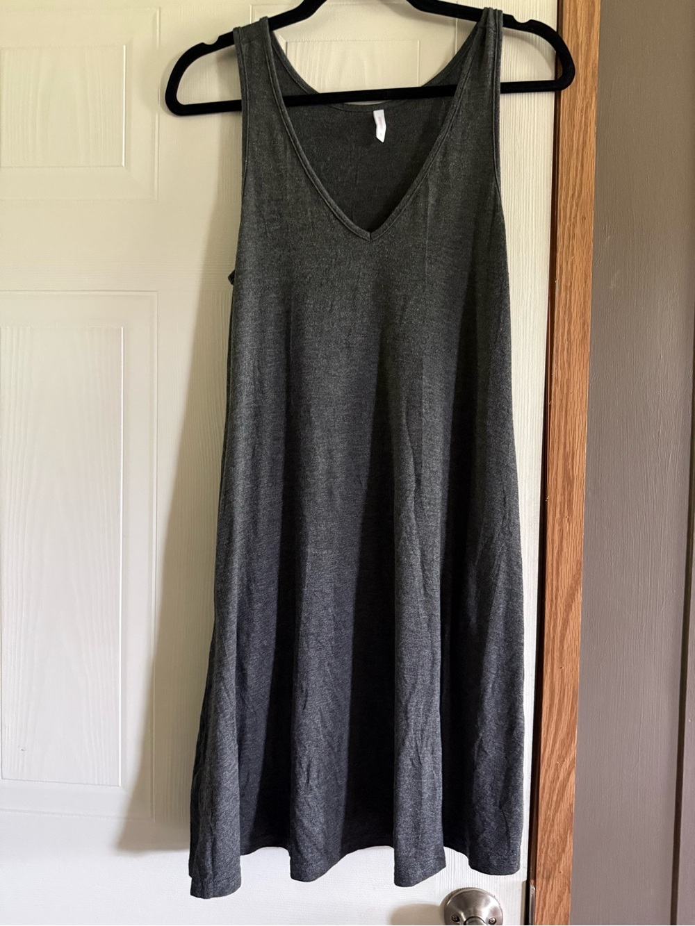 Sleeveless V-Neck A-Line Dress in Charcoal Gray